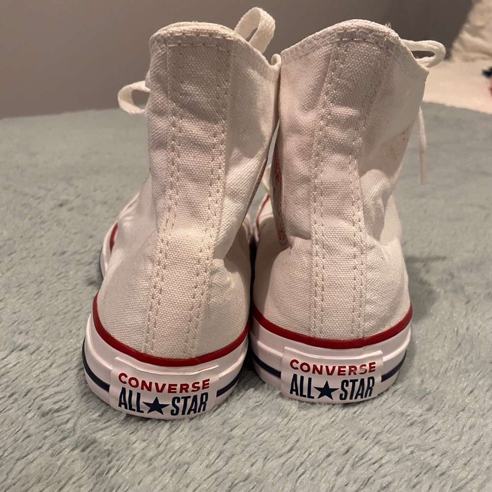 White Converse High Top Sneakers – Women’s 6.5 / Men’s 4.5 - Picture 3 of 8